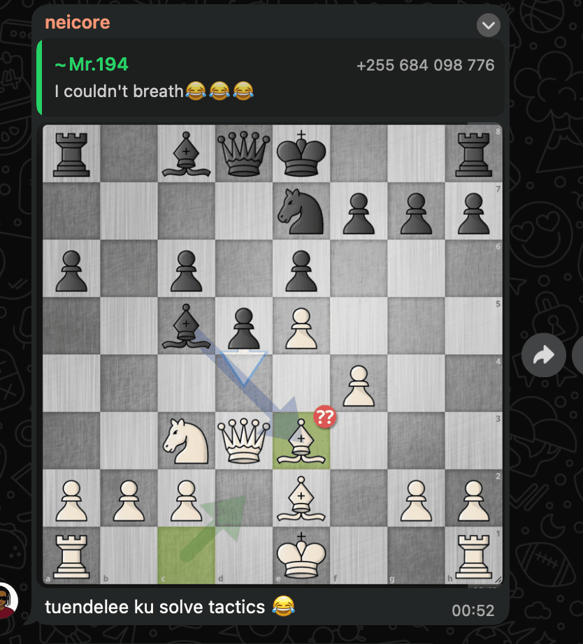 A tactical position shared in the Chess Prodigies community after the tournament